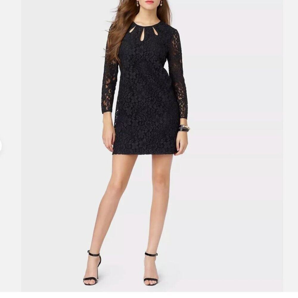 Juicy Couture Black Lace Keyhole Long Sleeve Mini Dress Y2K